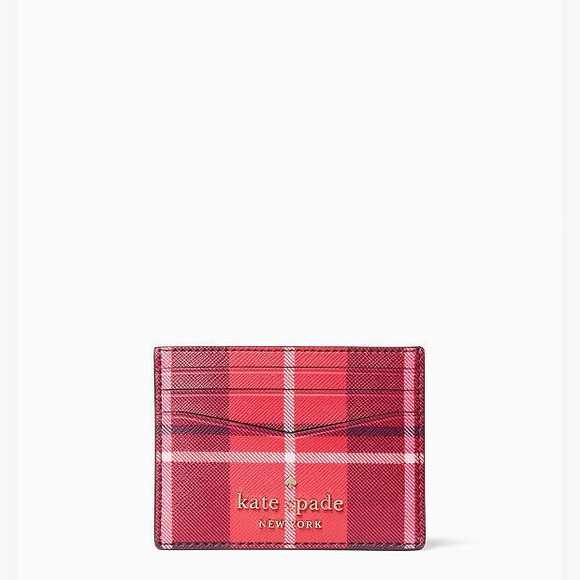 Staci Plaid Small Slim Card Holder - Picture 1 of 8